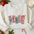 thumbnail image 2 of Merry Christmas Embroidered Sweatshirt, Christmas Pattern Embroidered Shirt, Merry And Bright Hoodie, Winter Holiday Gift, 2 of 5