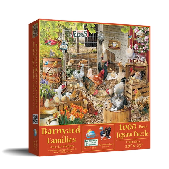 SUNSOUT INC - Barnyard Families - 1000 pc Jigsaw Puzzle by Artist: Lori Schory - Finished Size 20" x 27" - MPN# 34935