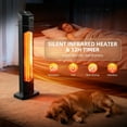 thumbnail image 3 of 1500W Electric Patio Heater, 36inch Infrared Heater with Remote, IPX5 Waterproof Infrared Tower Space Heater, 2 Heat Levels, 12H Timers, Tip-Over & Overheat Protection for Garage, Indoor, Home, 3 of 5