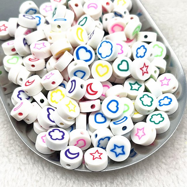 Cuentas de arcilla polimérica en forma de corazón, abalorios sueltos espaciadores para fabricación de joyas, accesorios de pulsera hechos a mano, 10mm, 30/60 piezas