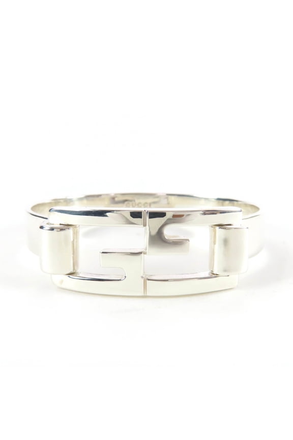 Pre-Owned GUCCI AG925 GG Bangle Bracelet, Silver, Made in Italy, Weight 41.8g, Women's/Men's.