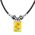 thumbnail image 1 of flor planta amarillo girasol verde collar a mano colgante de cuerda de cuero Unbranded M, 1 of 3