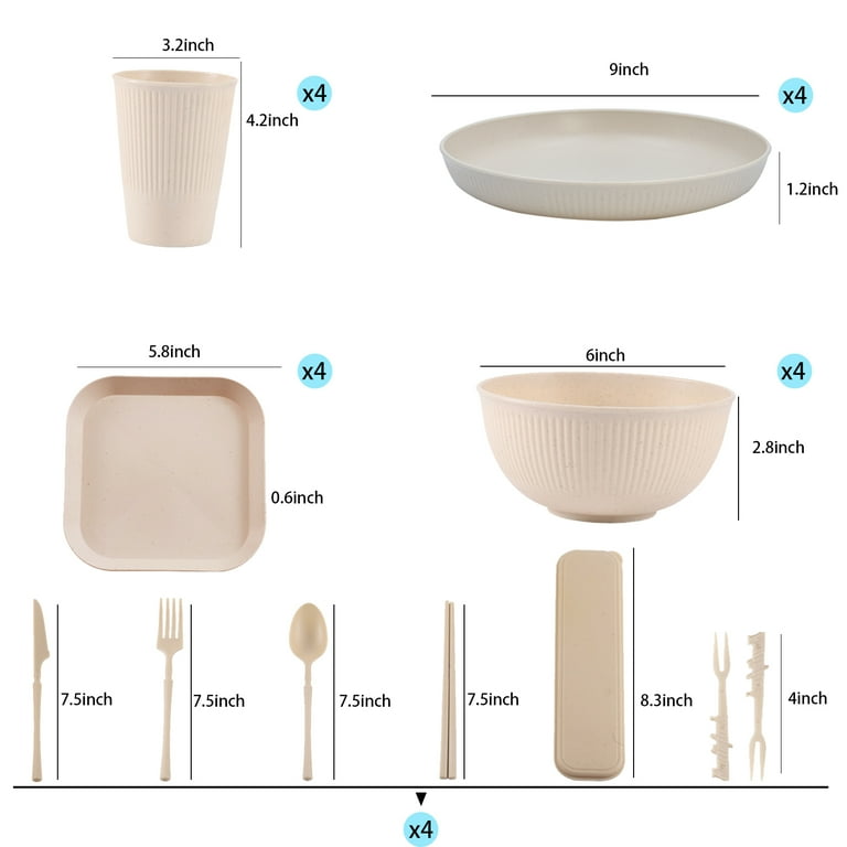 Soulgenix 48-Piece Wheat Straw Dinnerware Set, Beige photo 7