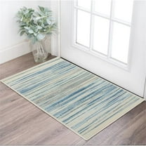 HomeRoots 553323 2 x 4 ft. Striped Rectangle Area Rug, Ivory, Blue & Gray
