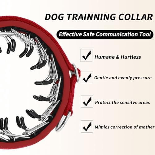 No Pull Martingale Dog Collar for Large Medium Small Dogs, Heavy Duty Nylon Reflective Adjustable Anti Pull Slip Collar with Buckle for Training Walking M Red