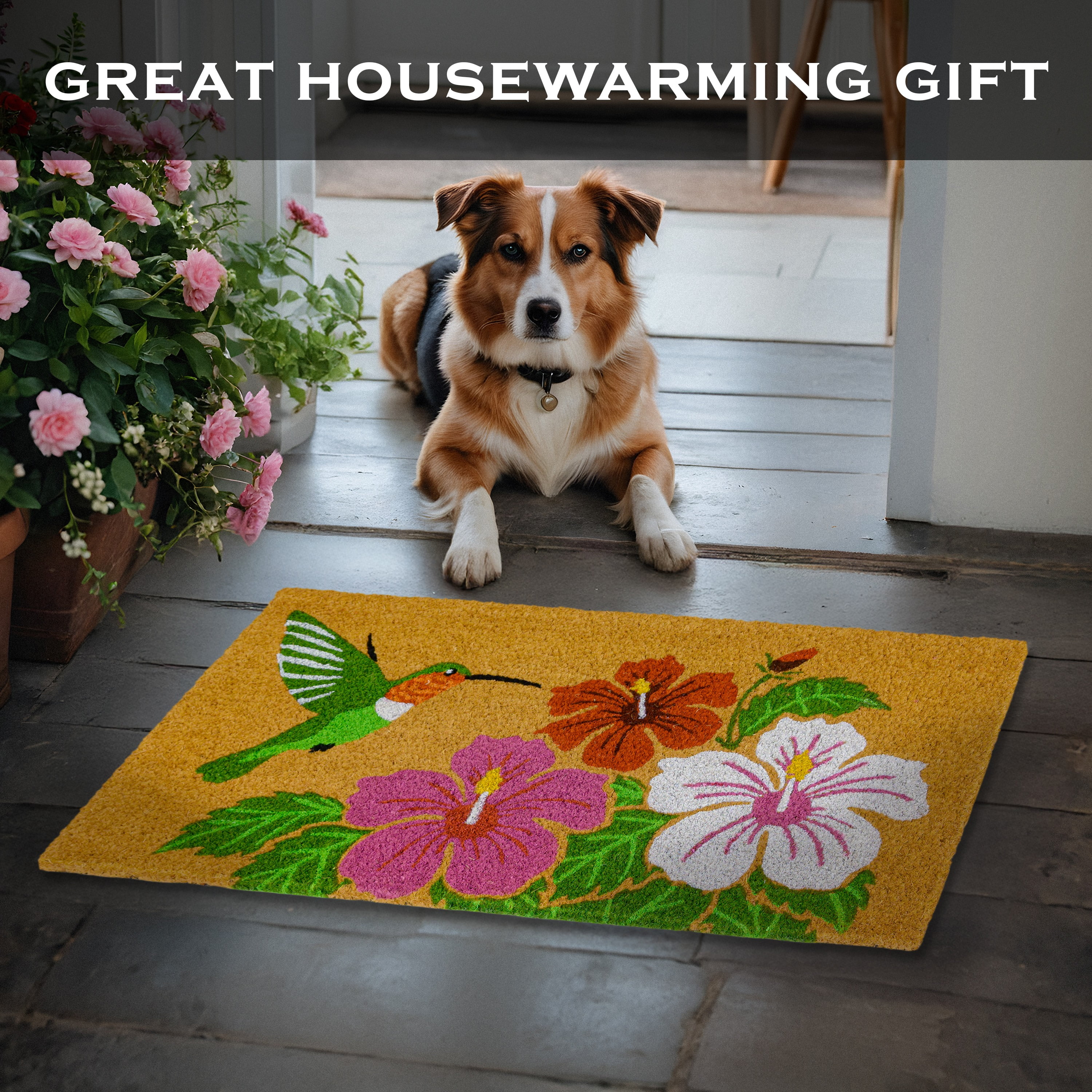MAINEVENT Hummingbird Doormat Coir 30x17 Inch, Garden Outdoor Welcome Mat for Outside