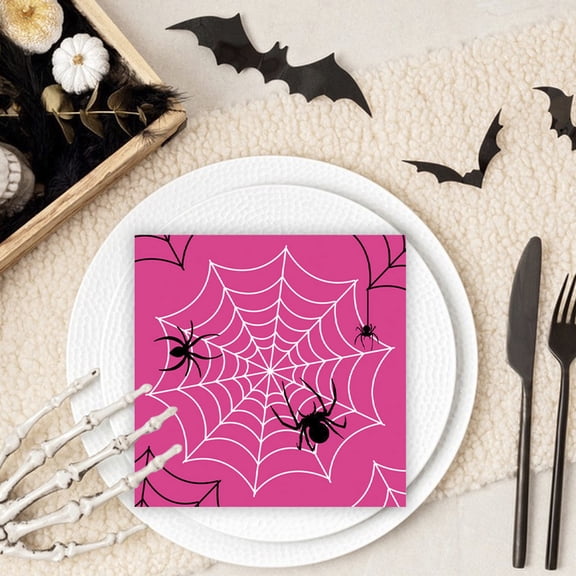 Miwamany 20pc Halloween Napkins Spiderweb, Disposable Paper Towel Tissue Set, Spooky Printed Luncheon Napkin for Party Decor Table Supplies Holiday Gathering Dinner