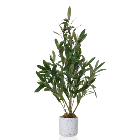 EcoSummer 2FT Artificial Olive Tree with Planter – Lifelike Silk Leaves & Fruits, Bendable Stems, Indoor/Outdoor Home Office Decor
