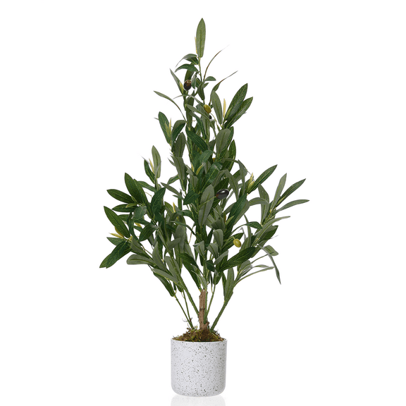 EcoSummer 2FT Artificial Olive Tree with Planter – Lifelike Silk Leaves & Fruits, Bendable Stems, Indoor/Outdoor Home Office Decor