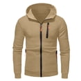 thumbnail image 4 of Gubotare Teen Boys Zip up Hoodies Plain Thick Cargo Hoodie Sweatshirts Youth Kids Fleece Warm Jacket Outwear with Pockets (Khaki, 4-5 Years), 4 of 5