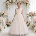 thumbnail image 5 of Makaor Flower Girl Dress Toddler Girls Embroidered Ruched Ball Gown Dress Mesh Sleeveless Birthday Party Dresses Empire Waist Maxi Formal Dresses, 5 of 8