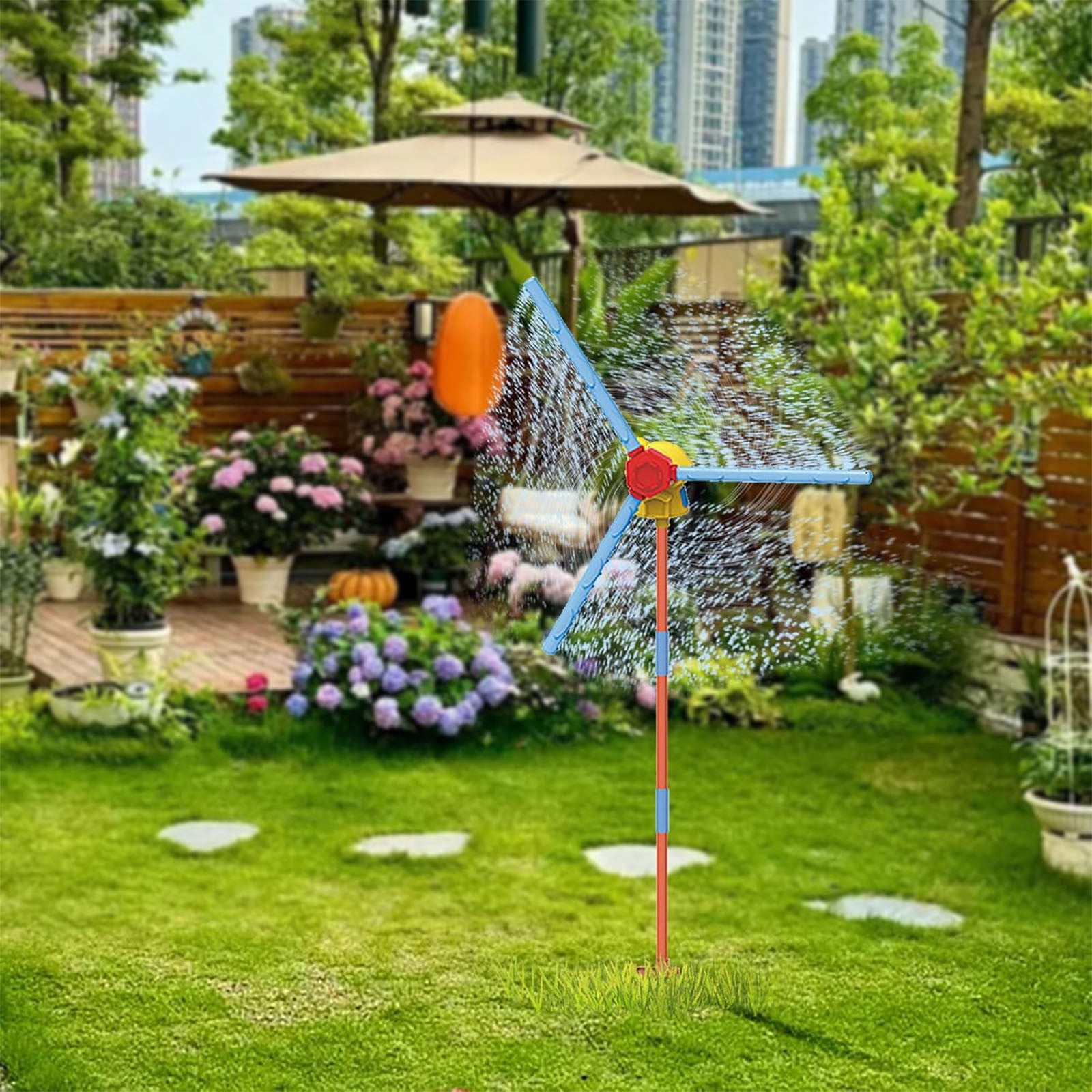 RITIER Rotating Windmill Sprinkler for Lawn, Sprinklers for Yard with 36 Spray Holes, Summer Backyard Fun for Family, Durable Lawn Sprayer