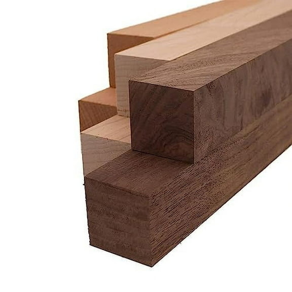 Maple, Walnut, and Cherry Turning Wood Blanks | Pool Cue Blanks | 2" x 2" x 24"| Square Wood Blanks | Wood Blocks | Lathe Blanks | 6 Pieces