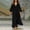 Black, variant on Women's Boho Deep V Neck Maxi Dress, Lantern Sleeve Loose Flowy Swing Dress, Solid Casual Vacation Beach Cover Up Dress for Summer Outfits Yellow XL(XL)