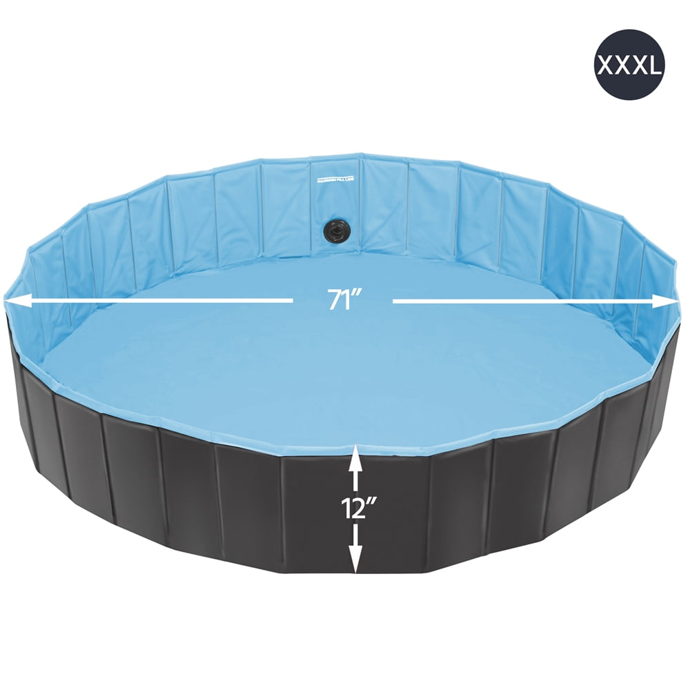 Yaheetech 71'' Pet Pool Dogs Swimming Pool Wash Tub for Dogs/Cats, Black, XXXL