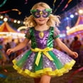 thumbnail image 2 of Bainana Girls Mardi Gras Ballet Tutu Skirt Colorful Floral Print Elastic Waist Multi-Layered Skirts With Mask Dance Performance Party Birthday Toddler Teen Girls Stylish Fit Skirt, 2 of 4