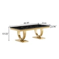 thumbnail image 5 of 47" Rectangular Faux Marble Coffee Table, Modern Gold Mirrored Stainless Steel Double U-Shaped Base, Center Table, Cocktail Tea Table for Living Room, Office, 5 of 6
