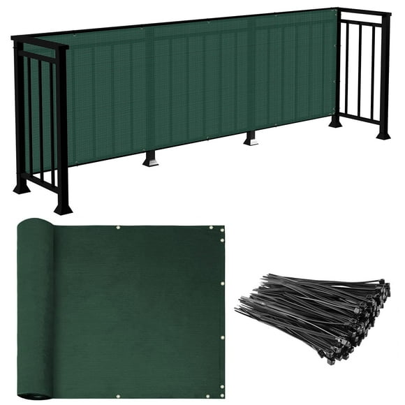 E&K Sunrise 3' x 60' Balcony Privacy Fence Screen Cover with Zip Ties Outdoor Screen Fence UV Protection for Deck Patio Backyard Apartment Pool Porch (Green)