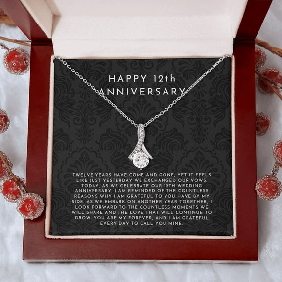 12 Year Anniversary Gift, 12th Anniversary Gift For Wife Alluring Beauty Necklace Luxury Box
