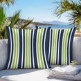 thumbnail image 3 of Outdoor Waterproof Throw Pillow Covers Set of 2 Green Striped Decorative Pillowcases Square Outdoor Pillows Cushion Case 18x18 Inch Navy Blue Vertical Stripes Patio Pillows for Couch Sofa Bed Garden, 3 of 9