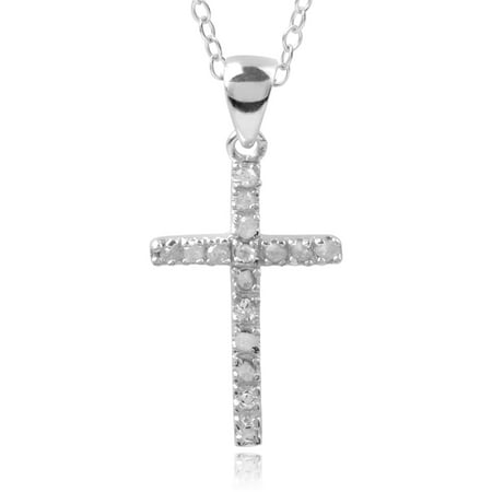 Brinley Co. Women's CZ Sterling Silver Cross Pendant Fashion Necklace