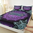 thumbnail image 3 of Manfei Hippie Dragonfly Print Bed Sheets, Vintage Wester Damask King Sheets, Mandala Flower Floral Sheet Set, Luxury Bedroom Decor, 4 Pieces, 3 of 7