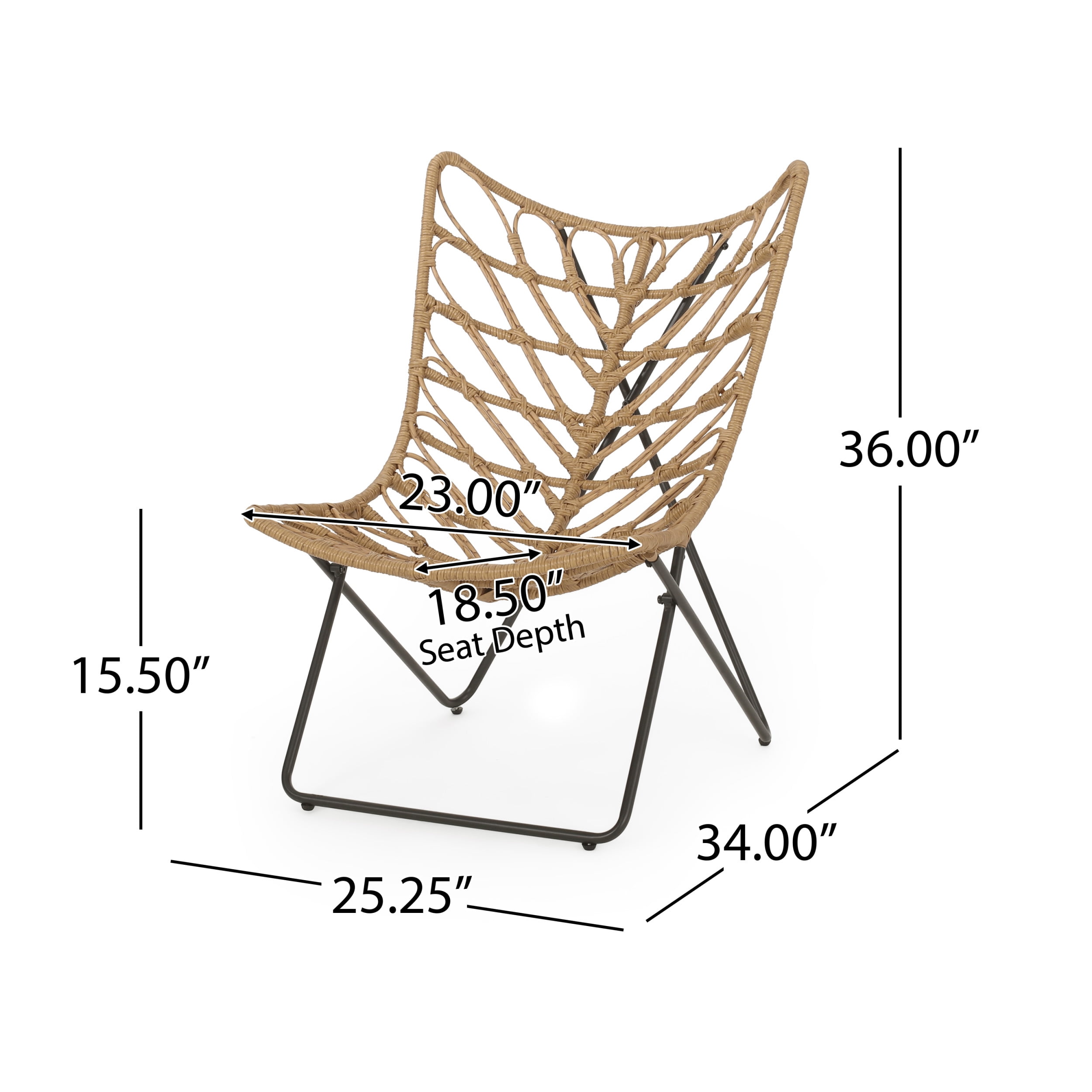 Broxon Wicker Outdoor Accent Chairs, Set of 2, Light Brown and Black