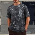 thumbnail image 2 of Men's Crew Neck T Shirts Vintage Trendy Tie Dye Print Short Sleeve Tops Lightweight Summer Beach Casual Workout Tees Z006-Grey L, 2 of 5