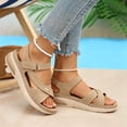 thumbnail image 4 of Rokment Comfortable Ortho Walking Sandals for Women Plantar Fasciitis Beach Summer Casual Leather Buckles Open Toe Memory Foam Non Slip Nursing Work Shoes Khaki Size 9.5, 4 of 6