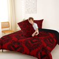 thumbnail image 4 of Homewish Spooky Halloween Bat Damask Queen Comforter Set,Antique Floral Print Comforter Sets Queen,Red Black,Black Reversible,3 Pieces,1 Comforter and 2 Pillowcases, 4 of 7