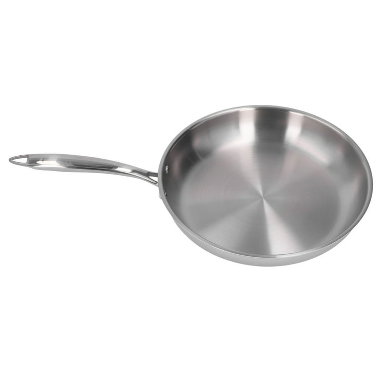 Frying Skillet, Stainless Steel 3 Layers Thickened Uncoated Stainless Steel  Frying Pan For Searing 11.02in 
