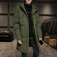 thumbnail image 3 of Men's Winter Large Size Loose Casual Long Quilted Down Jacket with Thickened Windproof Warm Full Zip Hooded Design for Outdoor Clothing and Holiday Season Wear,Green,XL, 3 of 7