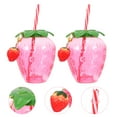 thumbnail image 4 of 2pcs Copas de paja creativas Copas bonitas Tazas Prácticas Forma de fresa Tazas, 4 of 5