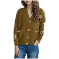 thumbnail image 2 of Jjayotai Women's Cozy Solid Cardigan with Colorful Buttons and Floral Embroidery Perfect Cardigans for WomenTrendy Green M, 2 of 5