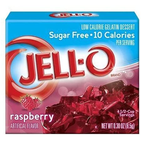 Jell-O Raspberry Sugar Free Gelatin Dessert, 0.3 Oz (4 Pack)