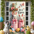 thumbnail image 6 of Pastel Color Easter Banner Floral Wreath Design Rabbit Backdrop Rabbit Pattern Spring Themed Easter Background for Easter Party Spring Celebration Indoor Decoration, 6 of 9