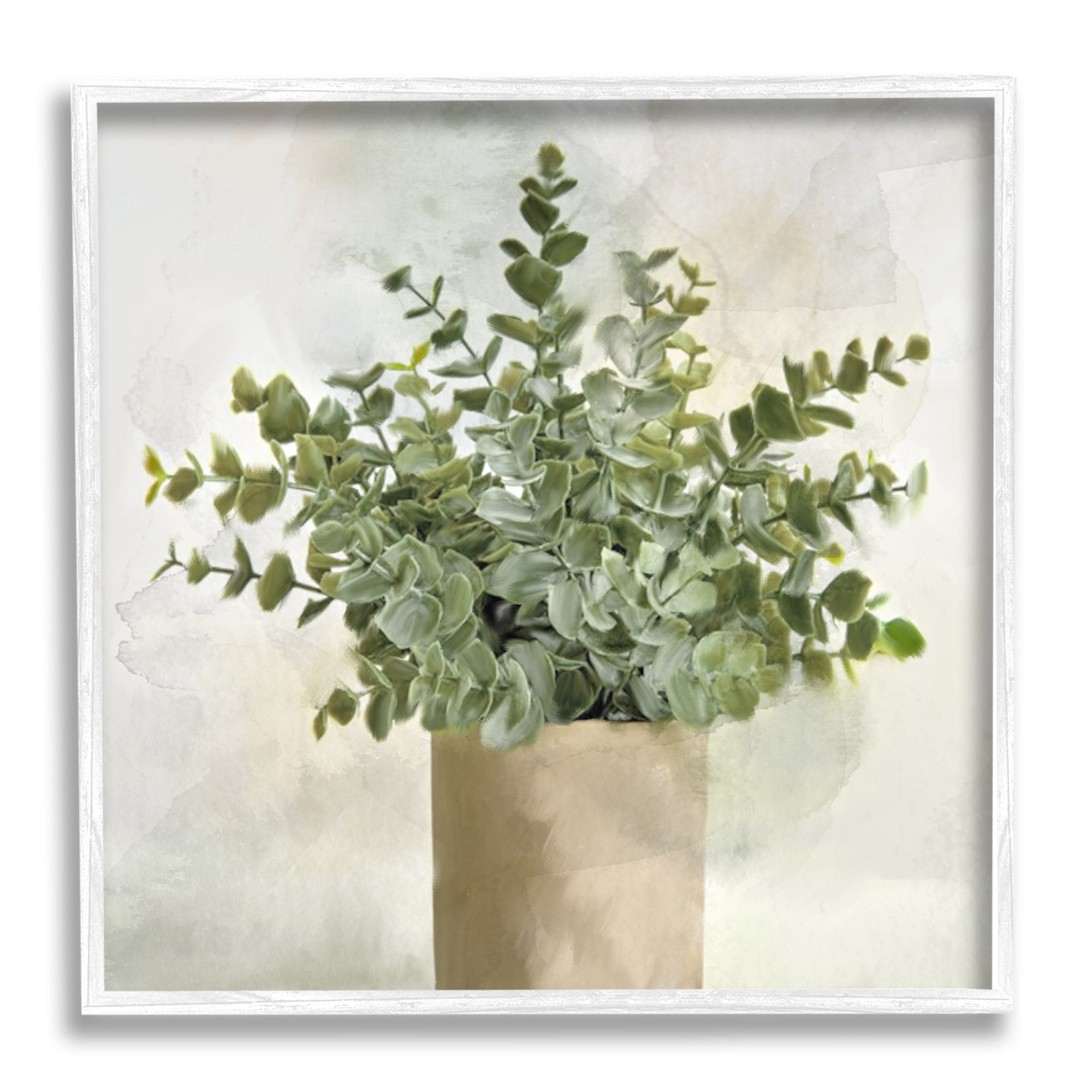 Stupell Industries Potted Herbal Plant Vase Dense Green Leaves Painting White Framed Art Print Wall Art, Design by Kim Allen