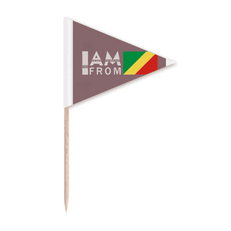 I Am From Congo Art Deco Fashion Toothpick Triangle Cupcake Toppers Flag