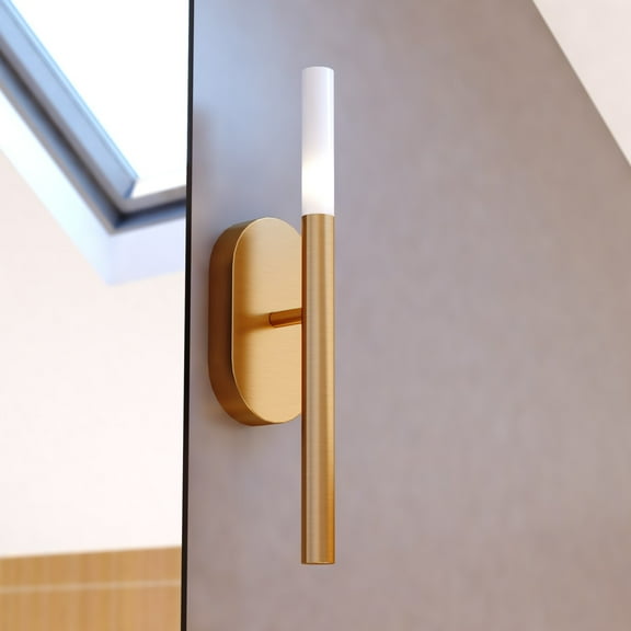 Fulton 1 Light Integrated LED Gold Brass Contemporary Wall Sconce White Acrylic