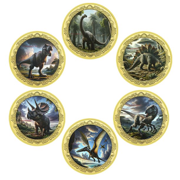 Set de monedas Ecos de la era de los dinosaurios con 6 monedas raras