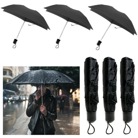3 Pack Mini Folding Umbrella Travel Automatic Compact Rain Windproof Open