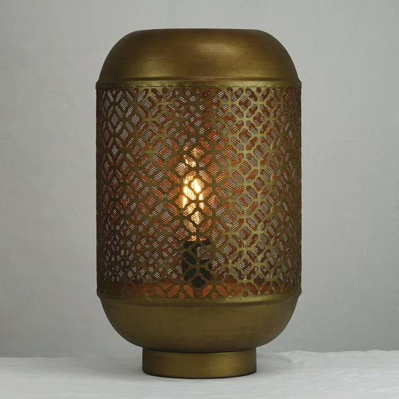 Mestar Decor 16.5" Brass Lantern Night Light Accent Lamp Table Lamp