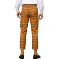 thumbnail image 3 of INSPIRE CHIC Plaid Dress Pants for Men's Ankle Length Checked Business Trousers 28 Orange, 3 of 4