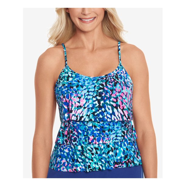 SWIM SOLUTIONS Women's Multi Color Printed Stretch Full Bust Support
