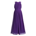 thumbnail image 3 of DPOIS Kids Flower Girl Dress Maxi Sleeveless Rhinestone Wedding Party Chiffon Ball Gown Purple 14, 3 of 6