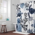 thumbnail image 3 of Ocean Turtles Bathroom Shower Curtain, Retro Watercolor Blue Corals Turtles Waterproof Washable Soft Bath Curtain for Bathtub Decor with 12 Hooks&Grommet, 60x72 Inch, 3 of 9
