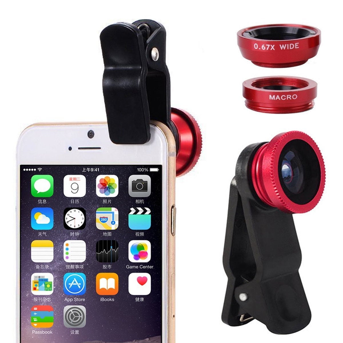 Black Smart Phone Beauty Lens,CoolFoxx 3 in 1 Portable Mini 3 Adjustable 0.4-0.6X Wide Angle /&10X Macro Lens for Iphone /& Most Smart Phone
