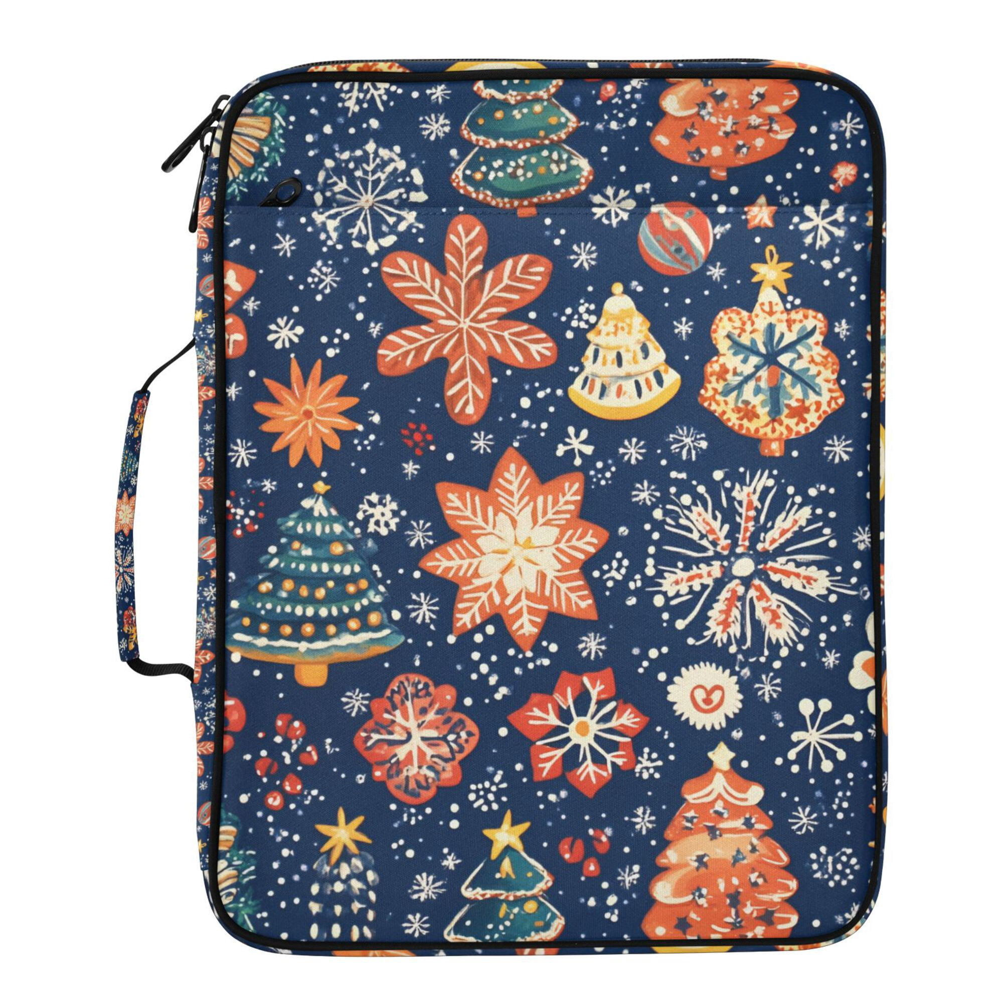 FORMRS Accordion File Folder A4 Size 7-Pocket Expanding Document Organizer Bag with 3 Ring Binder, Christmas Splendor
