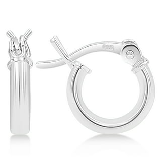 CZ Sterling Silver Hoop Earrings - Walmart.com