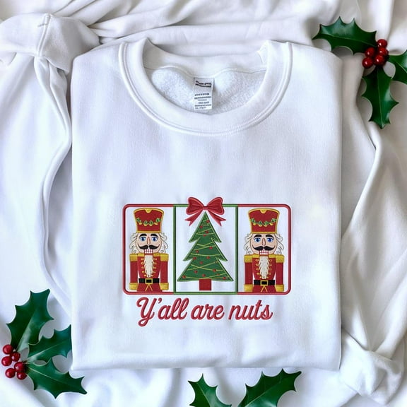 Preppy y'all are nuts Nutcracker Embroidered Sweatshirt, Coquette Christmas Sweatshirt, Merry Christmas Sweater, Christmas Nutcrackers Shirt